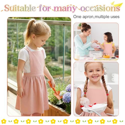 Kids Pinafore Apron, Cross Back Apron, Japanese Style Bib Aprons Home Clothes - color: Pink, size: 60 x 122 cm