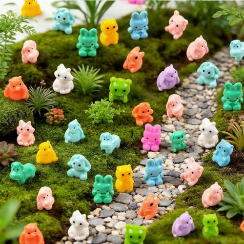 40PCS Mini Resin Animals Variety Pack, Tiny Resin Animal Figurines - color: Random Solid Color