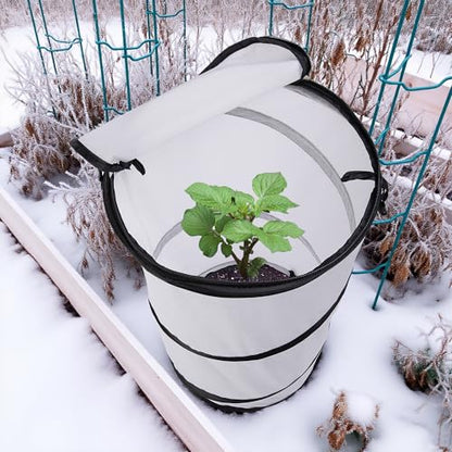 2 Pcs Pop Up Winter Frost Plant Cover, Garden Freeze Protection Tent - color: White-2pcs
