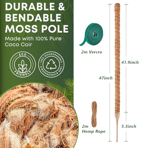 MAFONE Moss Pole, 47 Inch Bendable Moss Pole Monstera Plant Support - size: 47inch