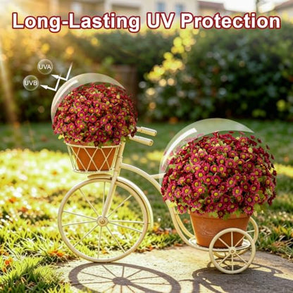 Artificial Daisy Mums for Outdoors, 12 PCS Fall Flowers, Burgundy - color: Burgundy