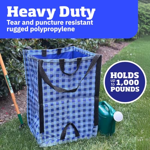 DURASACK Heavy Duty Home and Yard Bags, Gingham Blue - color: Gingham Blue