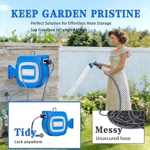 1/2 inch 100FT Retractable Garden Hose Reel Tool - color: Blue