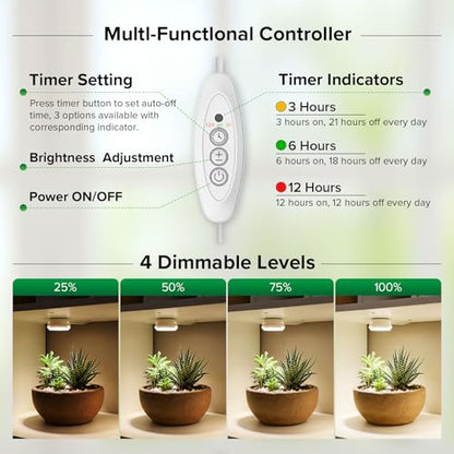 7W Small Grow Light for Indoor Plants with Timer and Dimming - size: 1-Head