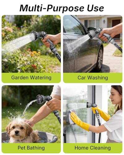 Garden Hose, 50FT Ultra Lightweight Water Hose with Spray Nozzle - size: 50FT HDPE