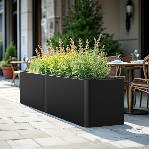 Metal Rectangular Outdoor Planter 36" L x 15" W x 15" H,Black - color: Black