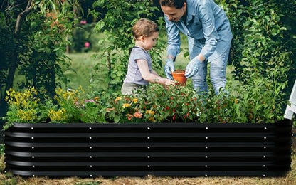 Besebay Galvanized Raised Garden Bed, Outdoor Planter Bed, - color: Black, size: 8x2x1.5ft
