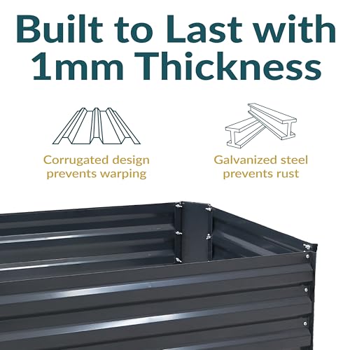 Sunnydaze Galvanized Raised Garden Bed, Rectangle, 4x2x1 ft, Dark Gray - color: Dark Gray