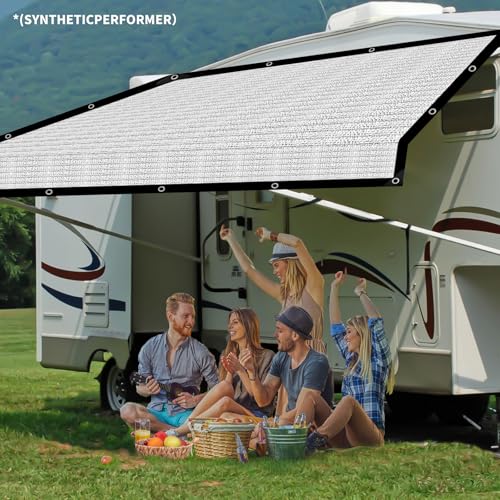 Shade Cloth-Thickened and Encrypted 80% Aluminum Shade Cloth for Greenhouse Balcony Garden,Outdoor Pergola,Lawn,Cars.Easy Hanging with Edges and Holes,Silver Heat Reflective Tarp - size: 12ft×12ft