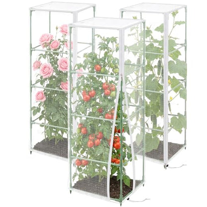 3 Pcs 57"X17.7"X17.7" Square Tomato Netting with Zipper, Insect Cover - size: Square-3PCS