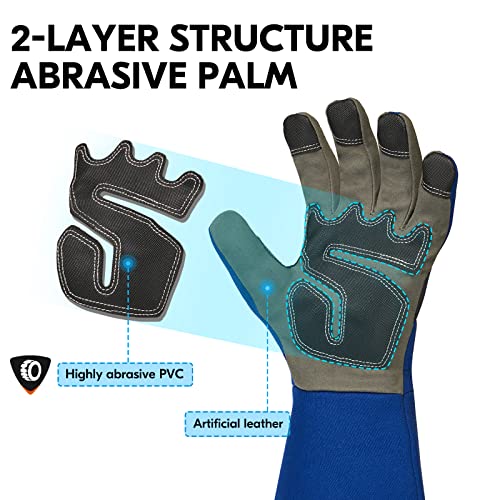 Vgo... Safety Work Gloves Men,Gardening,Long Sleeves Gauntlet,Puncture Proof,Touchscreen(1 Pair,Size M,Blue,AL6608-ML) - color: 1 Pair - Blue, size: Men's Medium