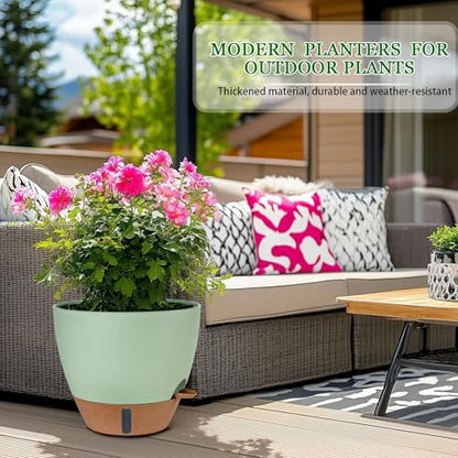 2 Pack 10 inch Plant Pots, Plastic Self Watering Planters - color: Green, size: 10 inches