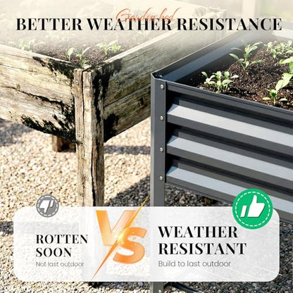 KING BIRD Large Raised Garden Bed with Legs & Storage Shelf 48×24×31.5 in