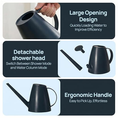 Modern 1.8 Liter Plastic Watering Can with Detachable Spout and Sprinkler Head, Designed for Controlled Pouring and Easy Handling, Blue - color: Blue