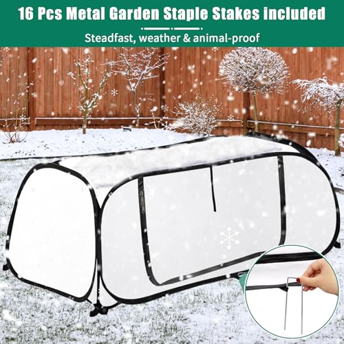 2 Pack Pop Up Plant Covers Freeze Protection for Raised Beds, 45"X22"X16"
