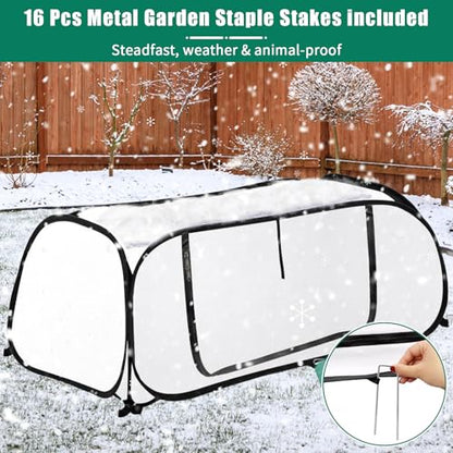 2 Pack Pop Up Plant Covers Freeze Protection for Raised Beds, 45"X22"X16"