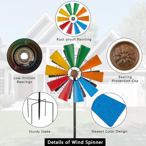 Stargarden Wind Spinners Outdoor, Colorful Kinetic Pinwheels - color: Colorful