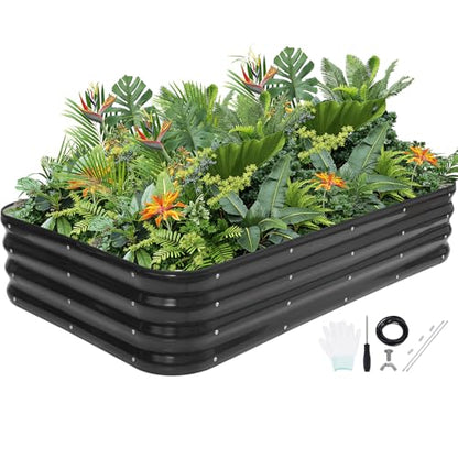 G GOOD GAIN Raised Garden Bed Outdoor, 4-in-1 Modular Metal Planter, Grey - color: Gray, size: 5x3x1ft(1pcs)
