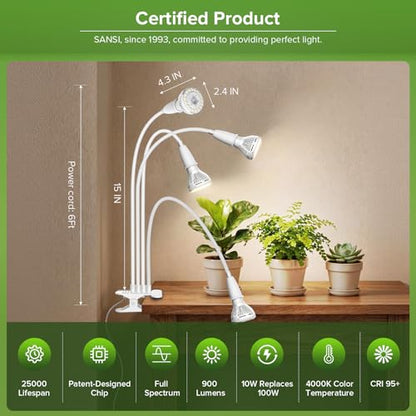 Clip on Grow Light, 40W LED Full Spectrum Bulb, 600W Equivalent - size: 4 Head