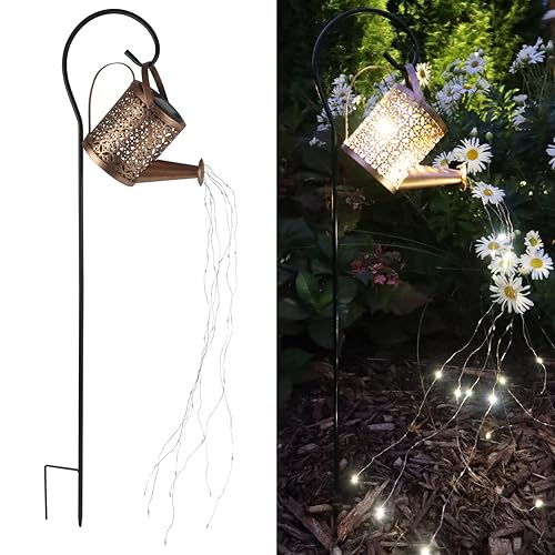 MCSSWC Solar Watering Can Landscape LED Light, Outdoor Waterproof Solar Garden Lawn Patio Yard Pathway Décor Gift and Present with Shepherd Hook - style: Watering Can