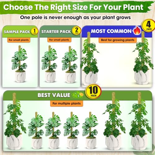 DUSPRO 2 Pack 22" Natural Stackable Moss Pole for Plants Monstera - color: 2 Pack Natural