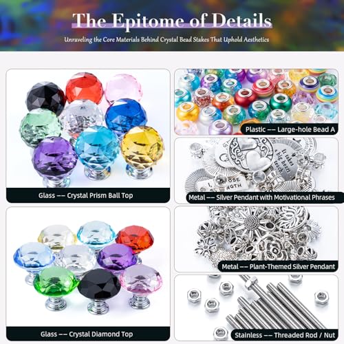 513Pcs DIY Beaded Garden Stakes, Fairy Wand Kit with 18 Threaded Rod - color: colorful
