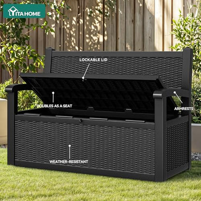 YITAHOME 70 Gallon Deck Bench with Storage - color: Black, size: 80Gallon