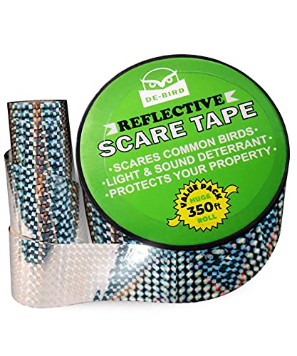 De-Bird Dual-Sided Reflective Scare Tape - High-Visibility Holographic Reflective Roll - Customizable No-Adhesive Garden Installation - Weather-Resistant Goose Repellent - Multicolor - size: 350 Ft Roll