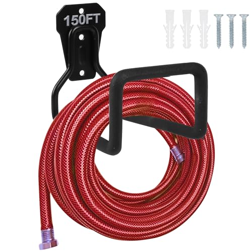 Metal Garden Hose Holder Wall Mounted Water Hose Holder for Outside Yard - color: Black