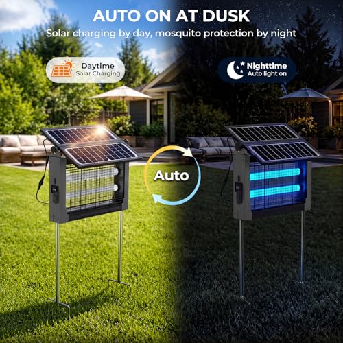 Solar Bug Zapper, 4500V Mosquito Zapper Waterproof for Patio - color: Gray