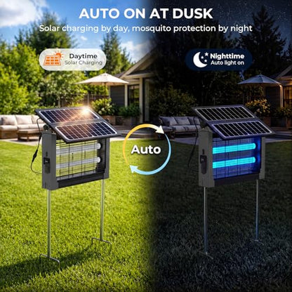 Solar Bug Zapper, 4500V Mosquito Zapper Waterproof for Patio - color: Gray