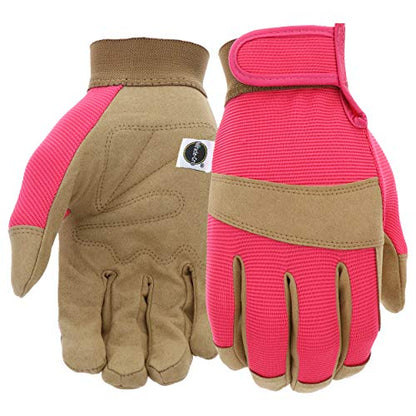 Miracle-Gro MG86205 General Utility Gloves – [Medium/Large], Synthetic Leather Padded Palm Gloves, Spandex Back, Adjustable Hook and Loop Wrist - size: Medium-Large