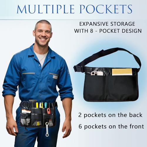 Tool Apron, 12.9x9Inch Garden Apron Adjustable Belt Utility Waist Pack Multi Compartment Suitable for Use in Restaurants, Gardening, Nursing,Construction Work