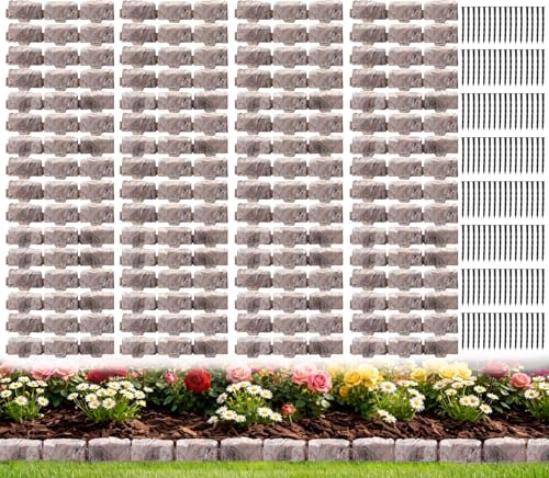 Landscape Edging Garden Edging Border Faux Stone Edging,91FT x 2.75 in Tall - color: Brown, size: 91FT(64 Pack)