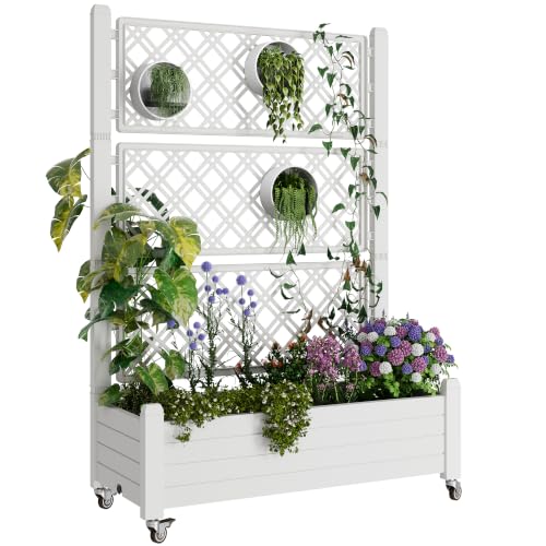 Fancyango Raised Garden Bed with Wheels 61.2" H -Medium Ashen - color: Medium Ashen, size: 61.2"H