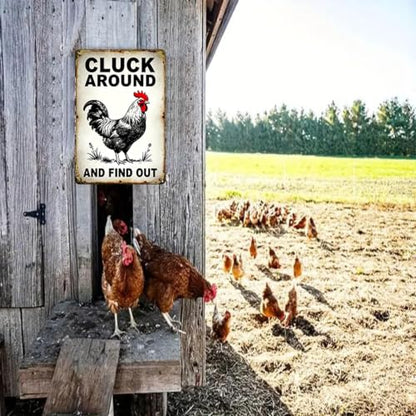 Funny Chicken Coop Sign Chicken Cluck Around and Find Out 8x12in - color: TPH375-US