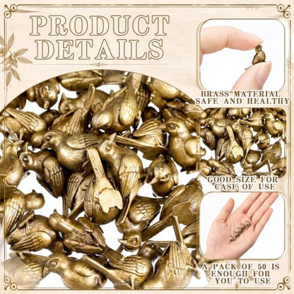 Weysat 50 Pcs Mini Bronze Bird Statue, Falls Bird Figurine Decor - style: Bird