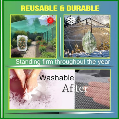Fruit Tree Netting with Drawstring (4 Pack 4x5 FT)- Easy Install Plant Protection Cover, Reusable Garden Mesh Bag for Blueberry Bushes/Tomato - Block Birds/Insect/Squirrels - size: 4x5 FT
