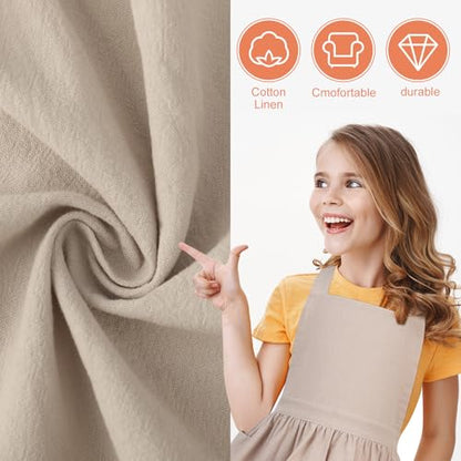 Kids Pinafore Apron, Cross Back Apron, Japanese Style Bib Aprons Home Clothes - color: Beige, size: 76 x 130 cm