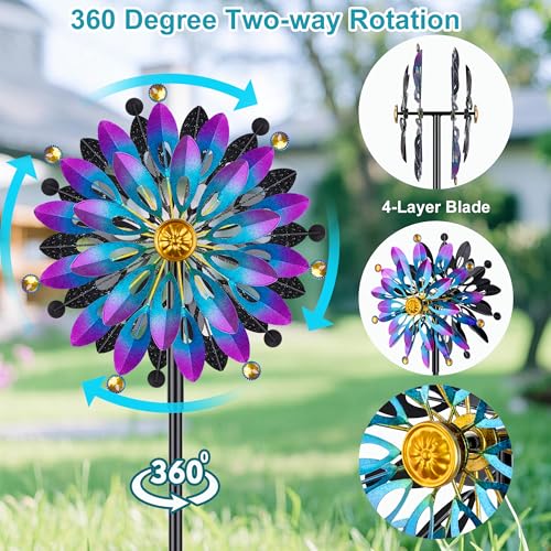 64" Wind Spinners Outdoor, Kinetic Metal Garden Spinners Clearance