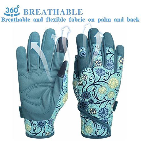 Cute Pattern Gardening Gloves,Thornproof Garden Glove,Gardener Gift - color: 1 Pair Per Pack-lake-blue, size: Medium