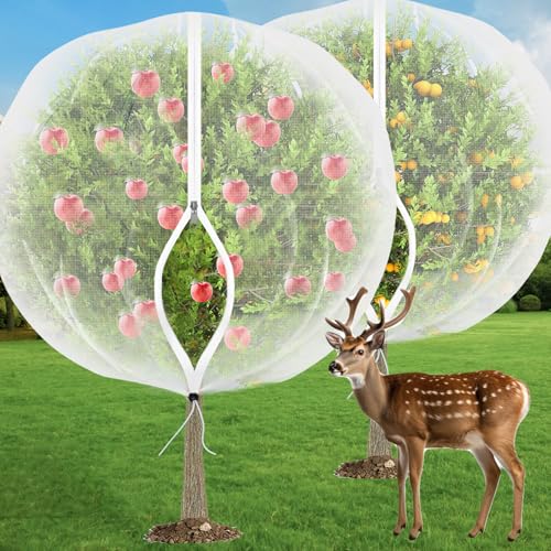 VITI Fruit Tree Netting for Cicadas - with 2Pcs 8Ftx5.3Ft Zipper&Drawstring Protection for Your Fruit Trees Garden Bird Netting Covers Blueberry Bush Tomato Bug Plant Protection Cherry Apple Tree - size: 8X5.3FT