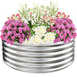 TBMLC 17" Tall,4 FT Diameter Elevated Round Metal Raised Garden Bed Silver - color: Silver, size: 4FT Diameter