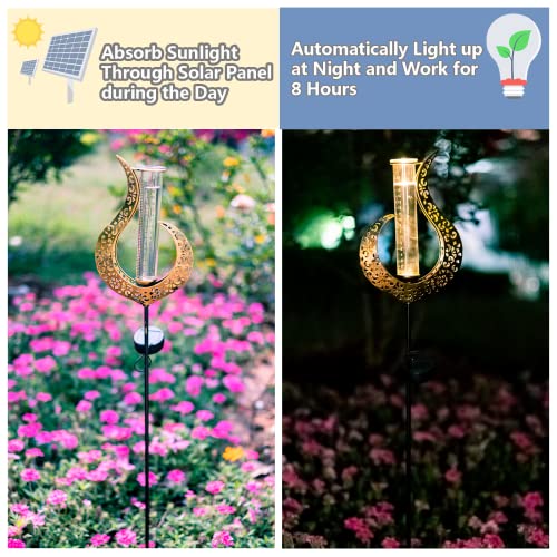 39'' Tall Rain Gauge Outdoor - Solar Flame Design - color: Flame B