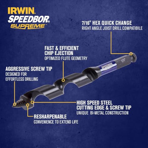 Irwin Tools IWAX3017 Auger Bit 3/4In X 7.5In Speedbor Supreme - style: 3/4-In X 7.5-In