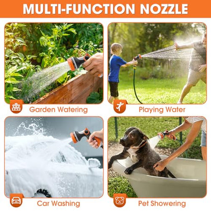Garden Hose Nozzles,Hose Spray Nozzle with Adjustable 10 Watering Patterns - color: Orange