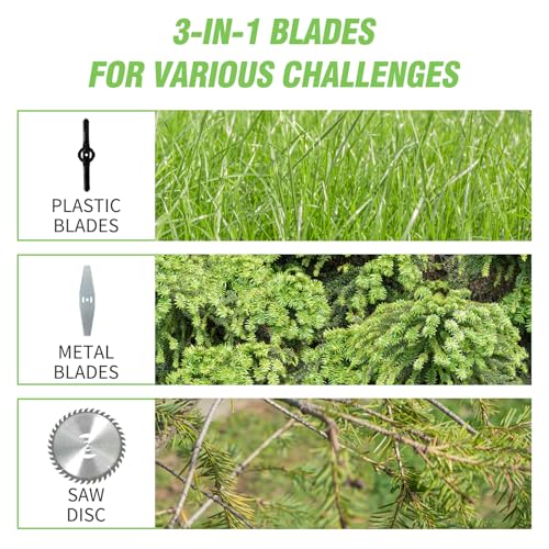 Cordless Weed Wacker Eater, String Trimmer Battery Powered Lawn Trimmer - color: Black-green