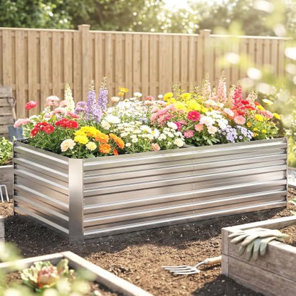 Outsunny Galvanized Raised Garden Bed Kit, 6' x 3' x 2', Silver - color: Silver, size: 6' x 3' x 2'