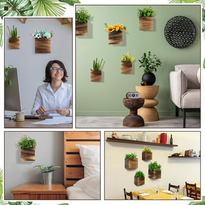 Ziliny 6 Pack Wooden Wall Planters Rustic Hanging Wall Planters, 3 Sizes - size: 3 Sizes