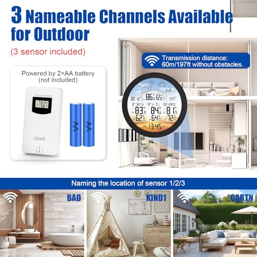Uzoli EM3567 6.7" Round Wireless Weather Station Indoor Outdoor Thermometer